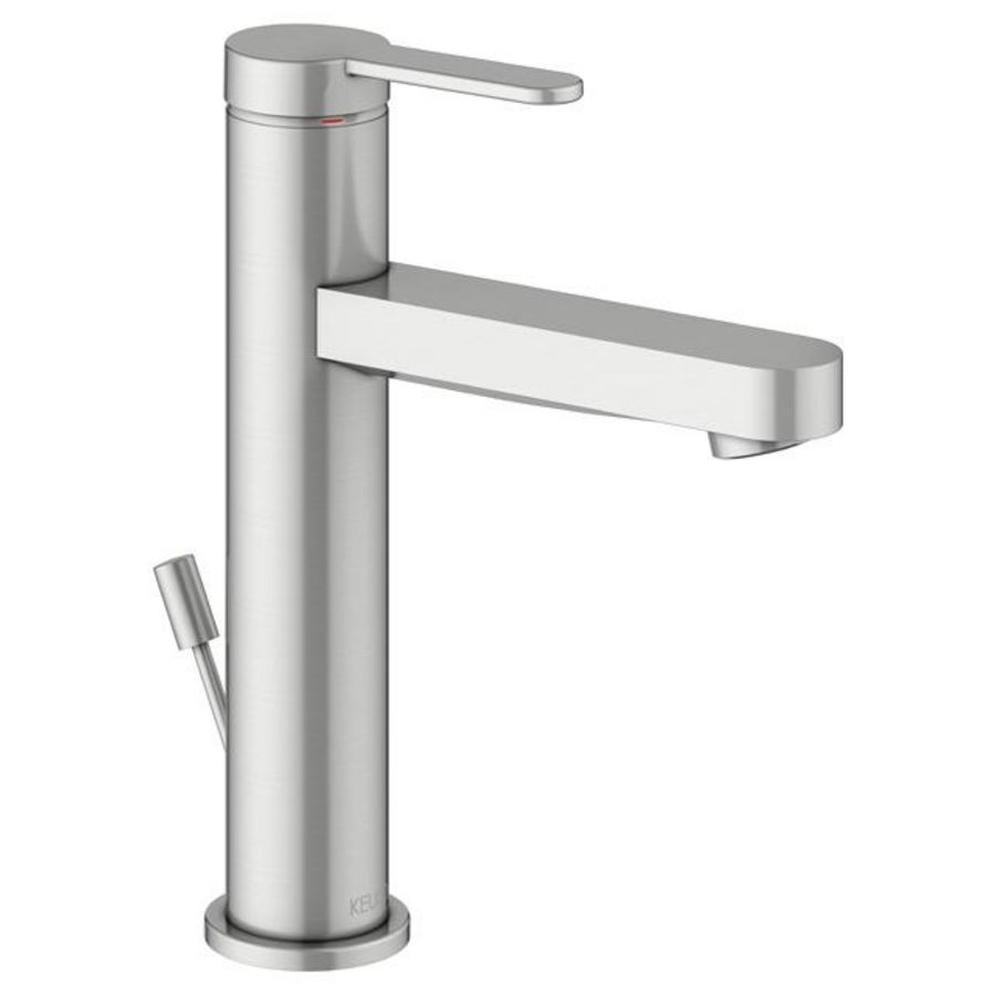 1-hendel wastafelmengkraan 130 trekstang/afvoergarn/IXMO Flat/rond rvs