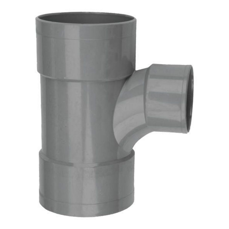 Wadal PVC lijm T-stuk verlopend 90° 125x110mm grijs 3x mof stroom
