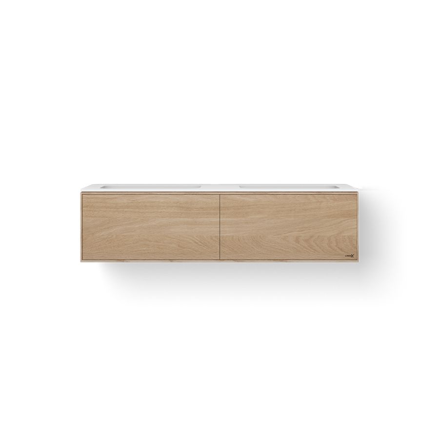 Solid Facet 140cm bovenbl 2 wasbak 500mm meubel+2 las oud gr