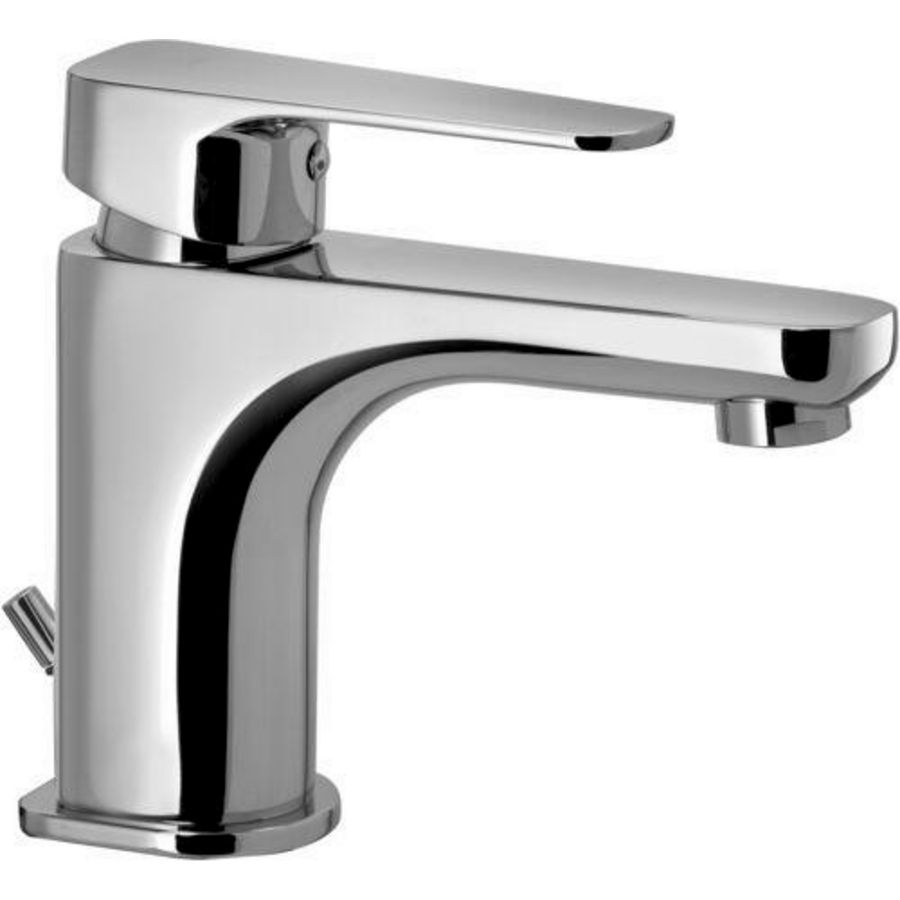 Wastafelkraan SLY chroom 1-hendel vaste uitloop 105mm met waste-inrichting