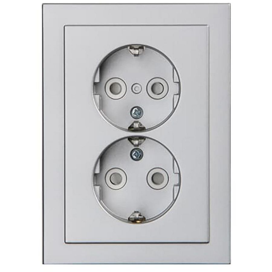 Wandcontactdoos ra dubbel kv diep inb f-aluzilver (302EUJT-83)