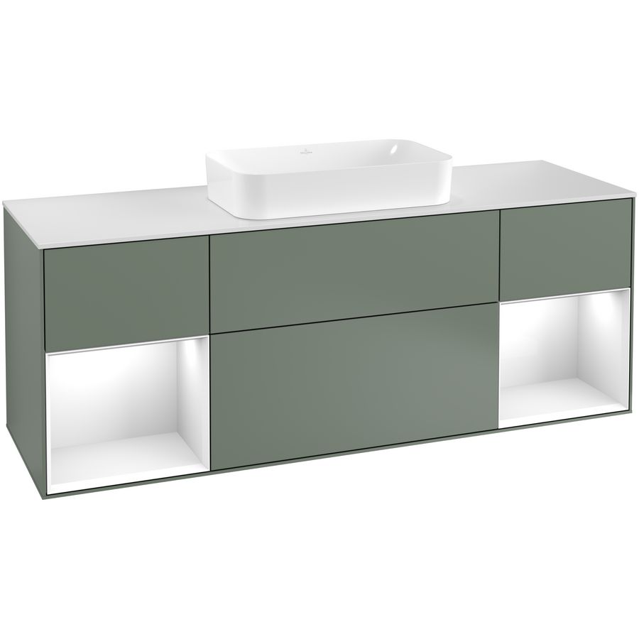 Wastafelonderkast Finion 1600x603x501mm Olive Matt Lacquer F331GFGM
