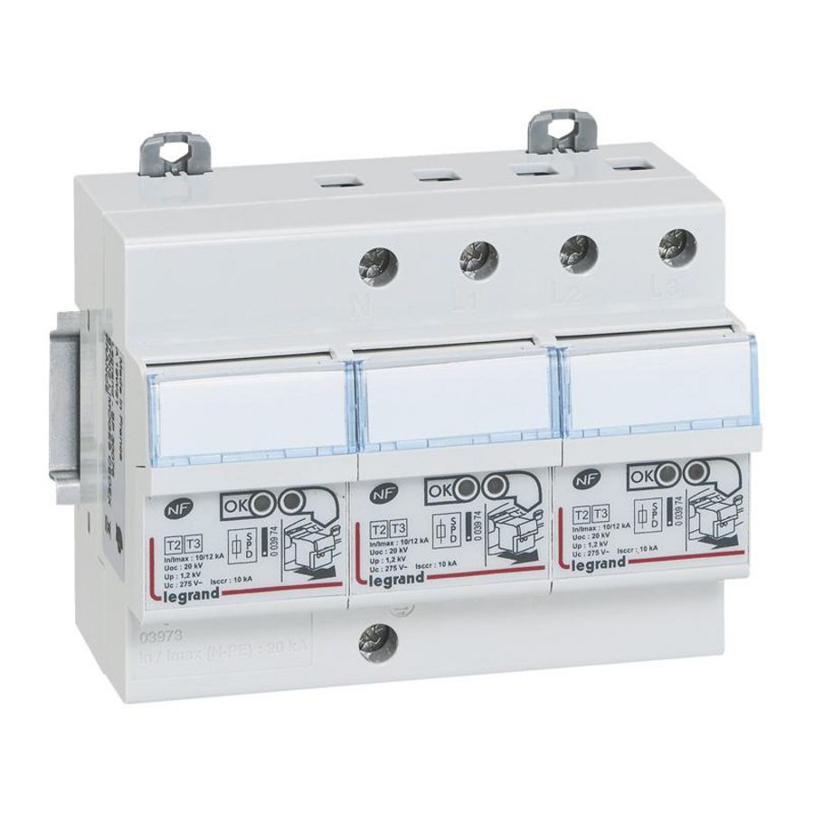 Overspanningsbeveiliging T2/T3 3-polig + N In 10kA Up 1,2kV