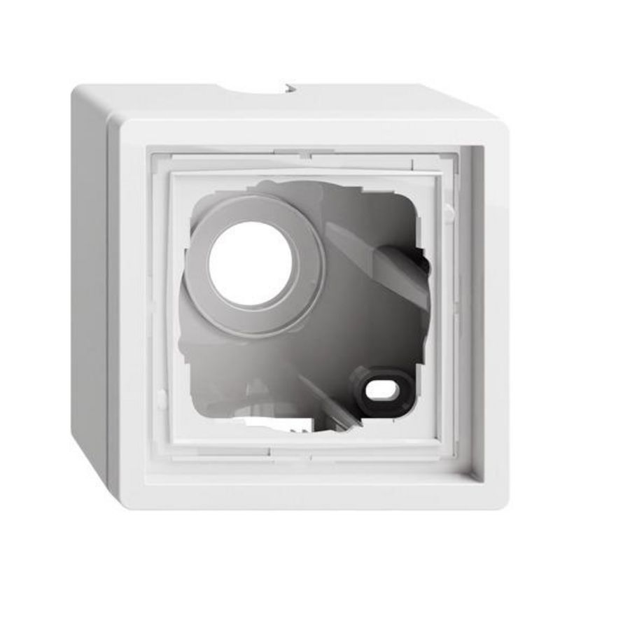 opbouwbehuizing 1-voudig + Afdekraam Gira F100 zuiver wit
