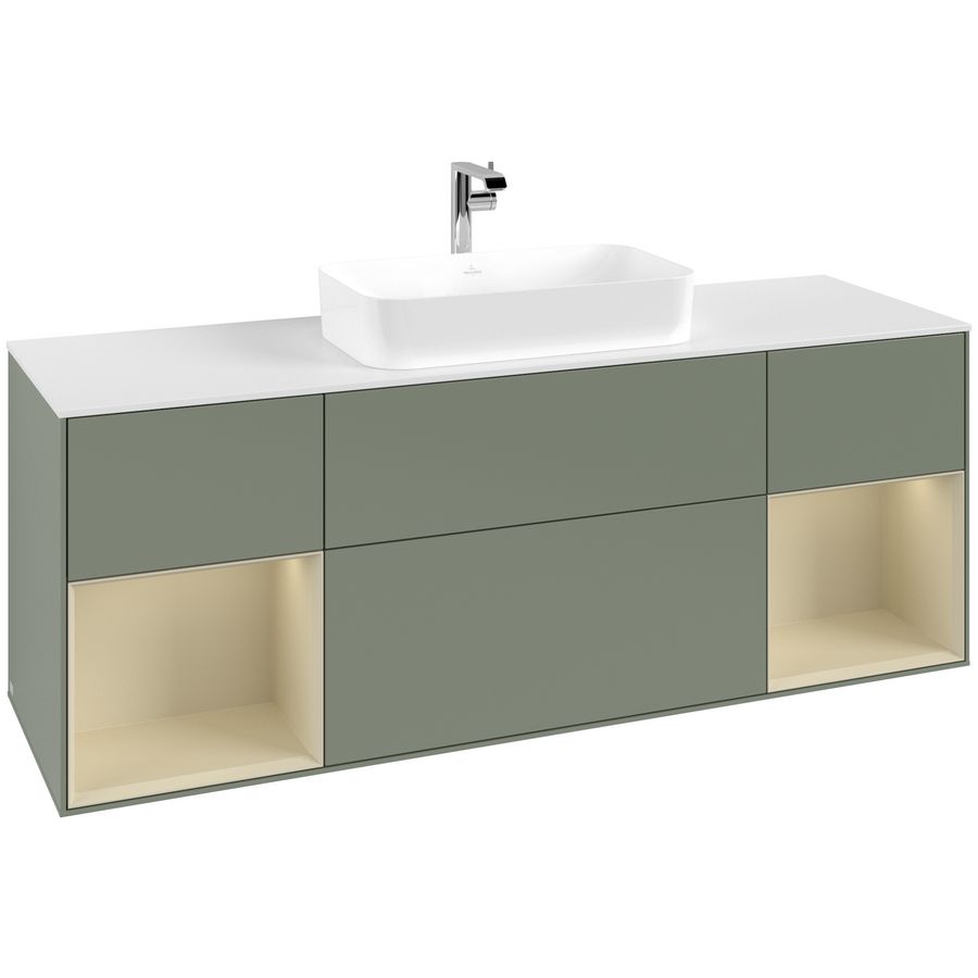 Wastafelonderkast Finion 1600x603x501mm Olive Matt Lacquer F331HJGM