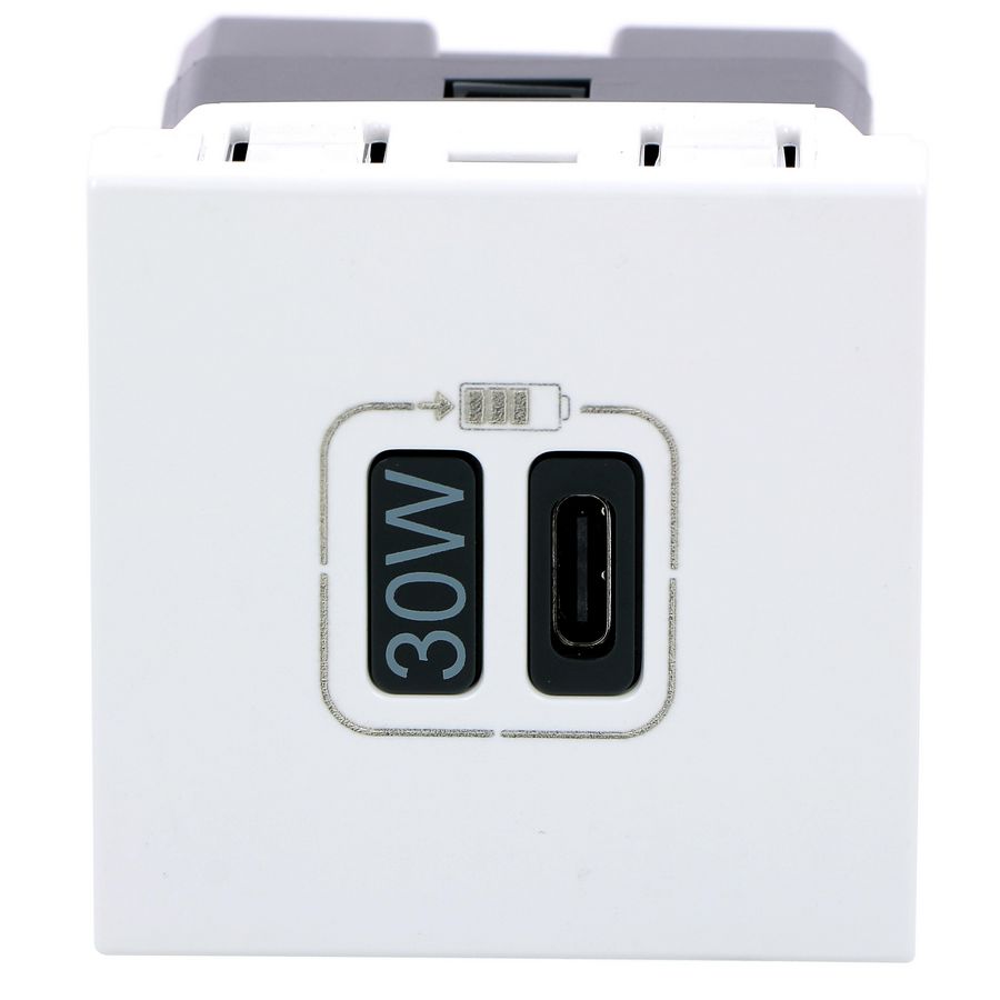 USB lader 30W PD 2 modulen wit Mosaic