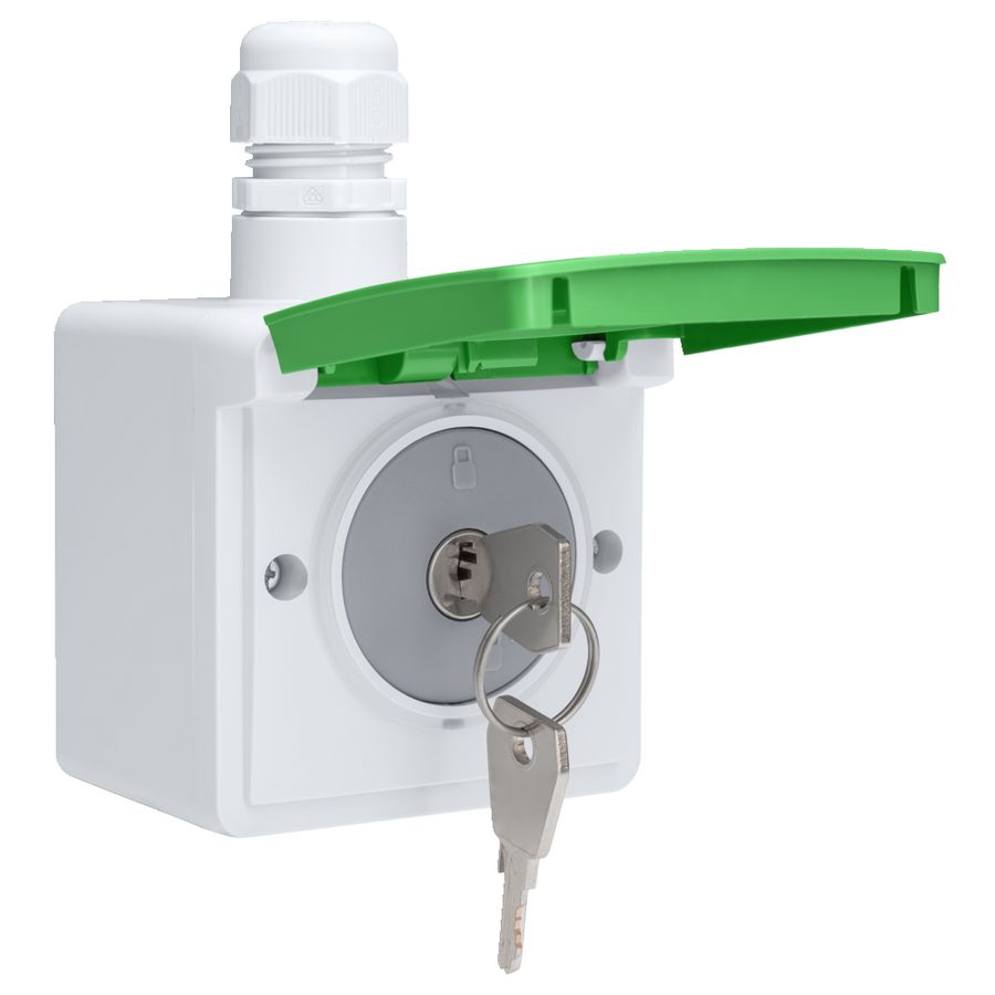 Spuitwaterdicht fietsoplaadpunt 16A/250V +randaarde met slot grijs