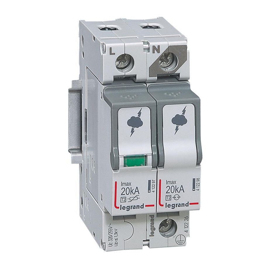 Overspanningsbeveiliger T2-1P+N-20kA 1.2kV-320V-2mn