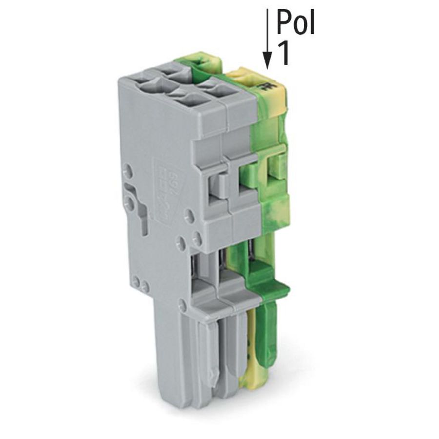 1-draads female steker CAGE CLAMP 4mm² groen-geel/gr VVE=50