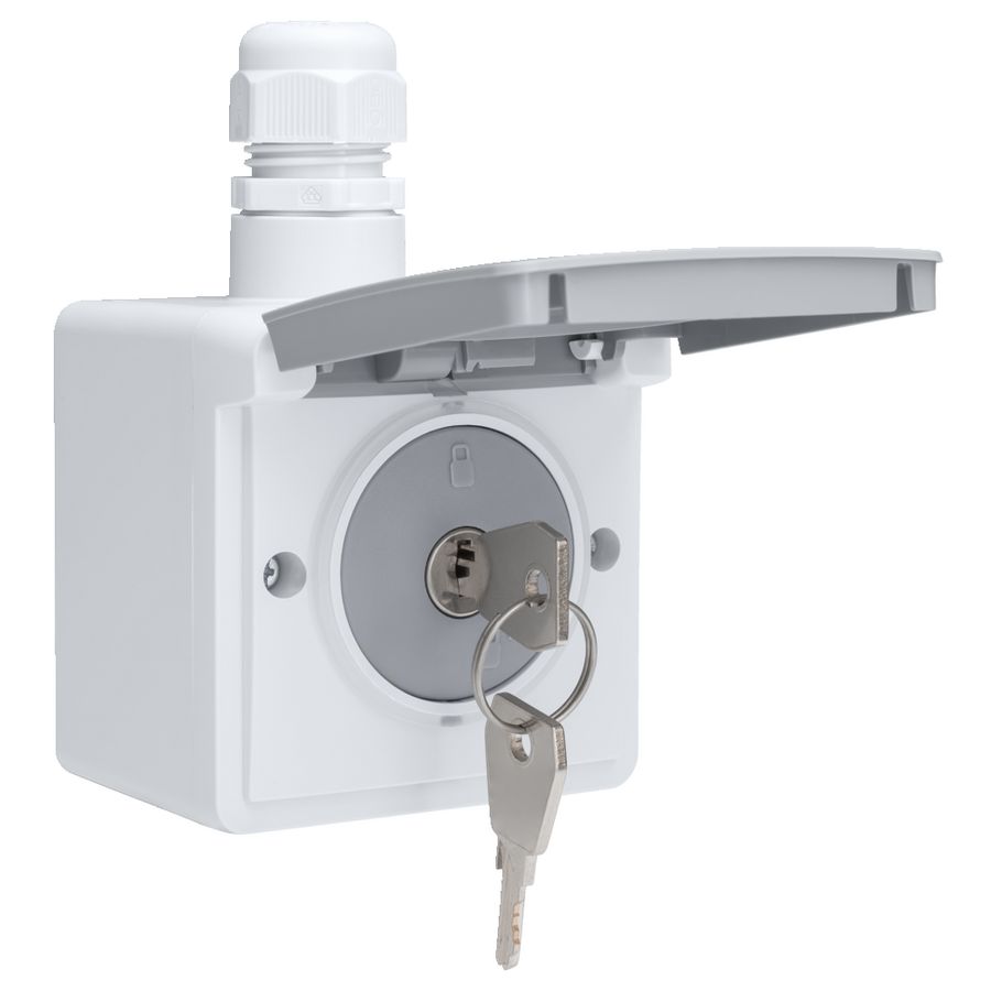 Spuitwaterdicht stopcontact met slot 1xM20 insteekklemmen randaarde grijs