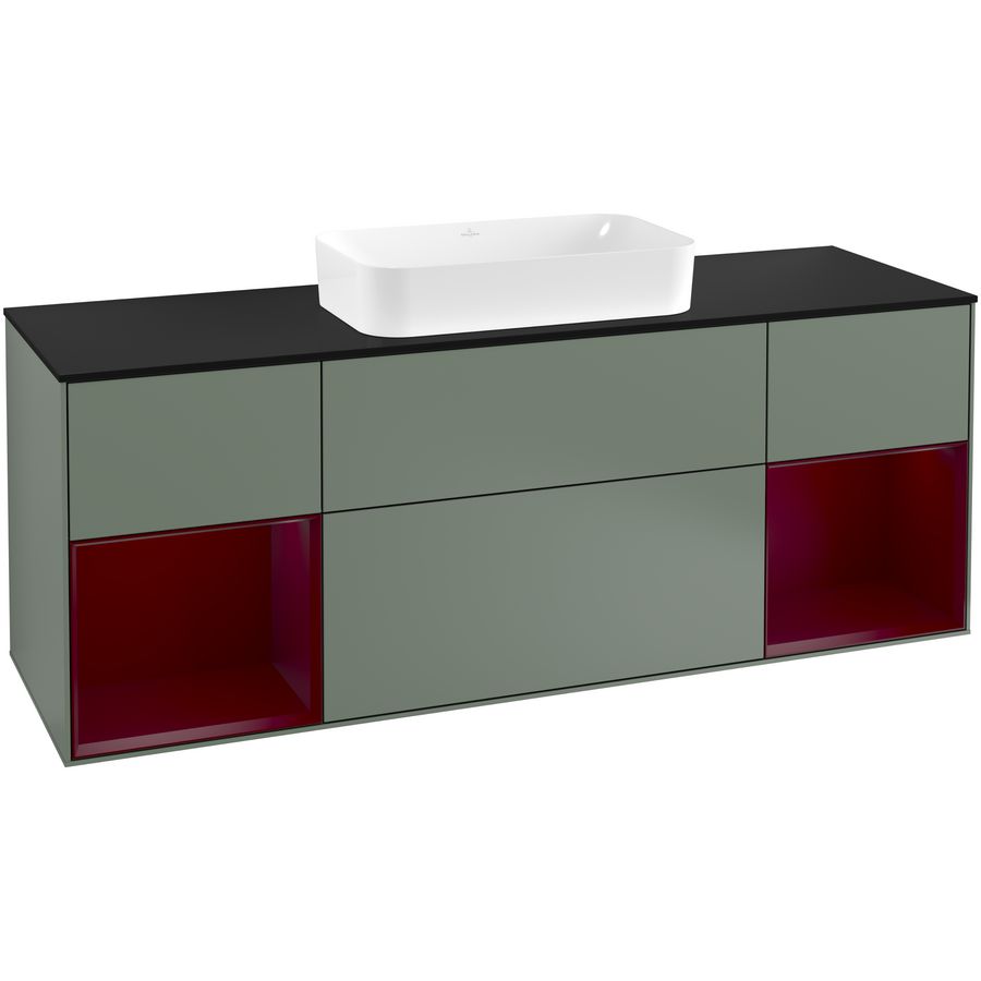 Wastafelonderkast Finion 1600x603x501mm Olive Matt Lacquer F332HBGM