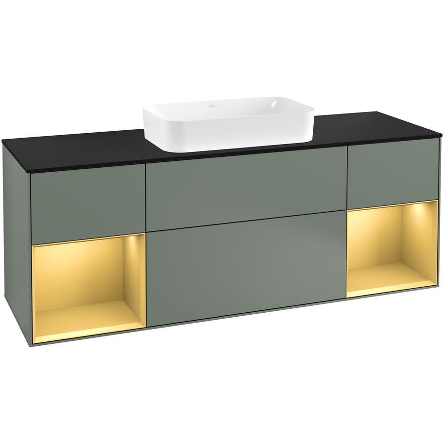Wastafelonderkast Finion 1600x603x501mm Olive Matt Lacquer F332HFGM