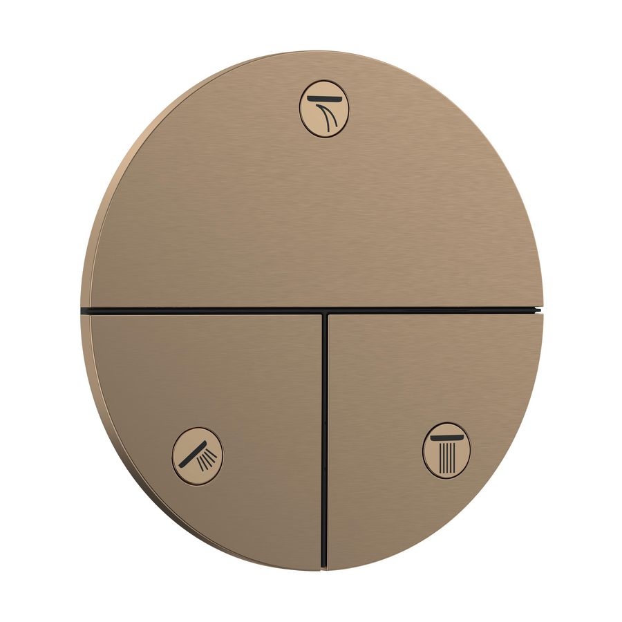 ShowerSelect Comfort S stopkraan afbouwdeel tbv inbouw voor 3 functies Brushed Bronze