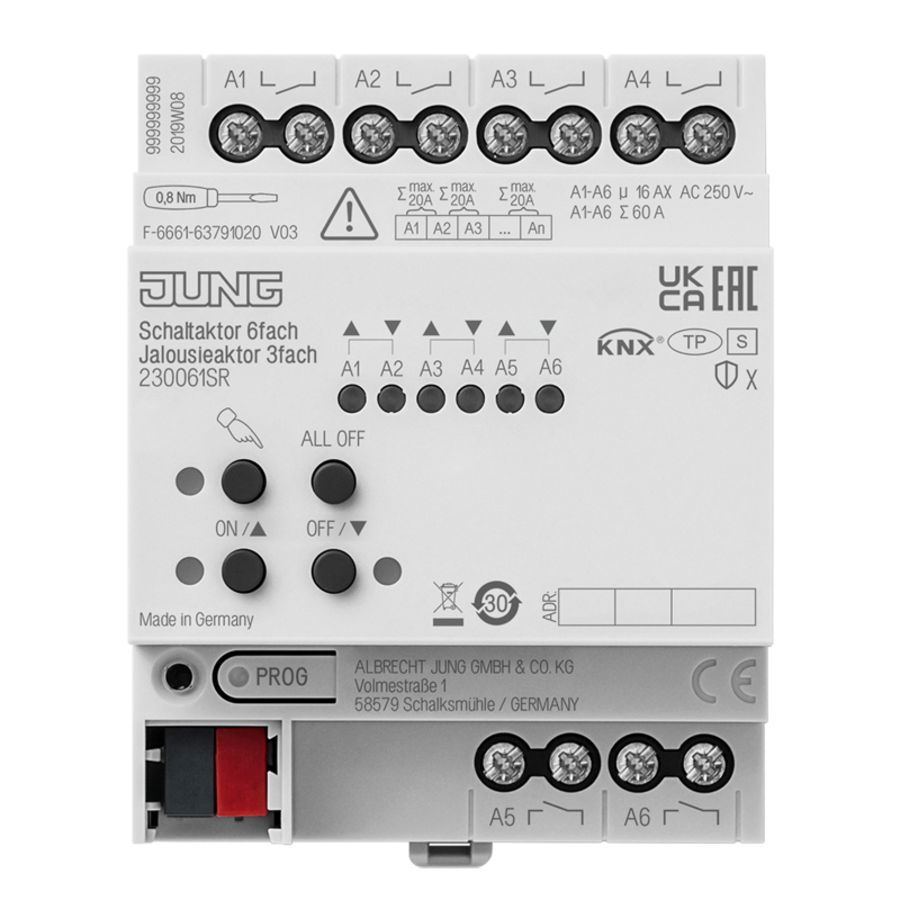 Schakelactor univ. 16A 6/3-voudig KNX