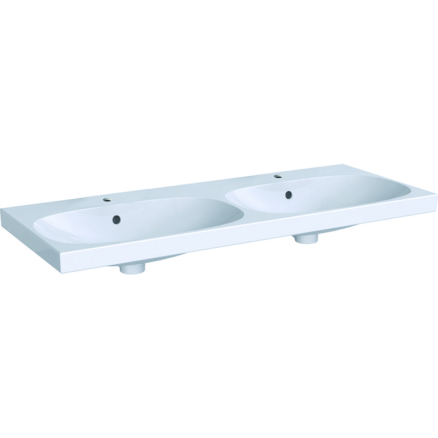 Acanto dubbele wastafel 120x49cm met 2x kraangat met overloop wit
