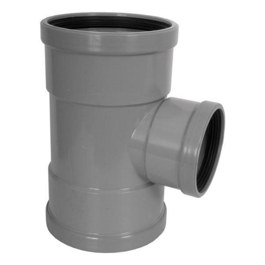 Wafix PVC manchet T-stuk verlopend 88° 125x110mm SN4 grijs 3x mof