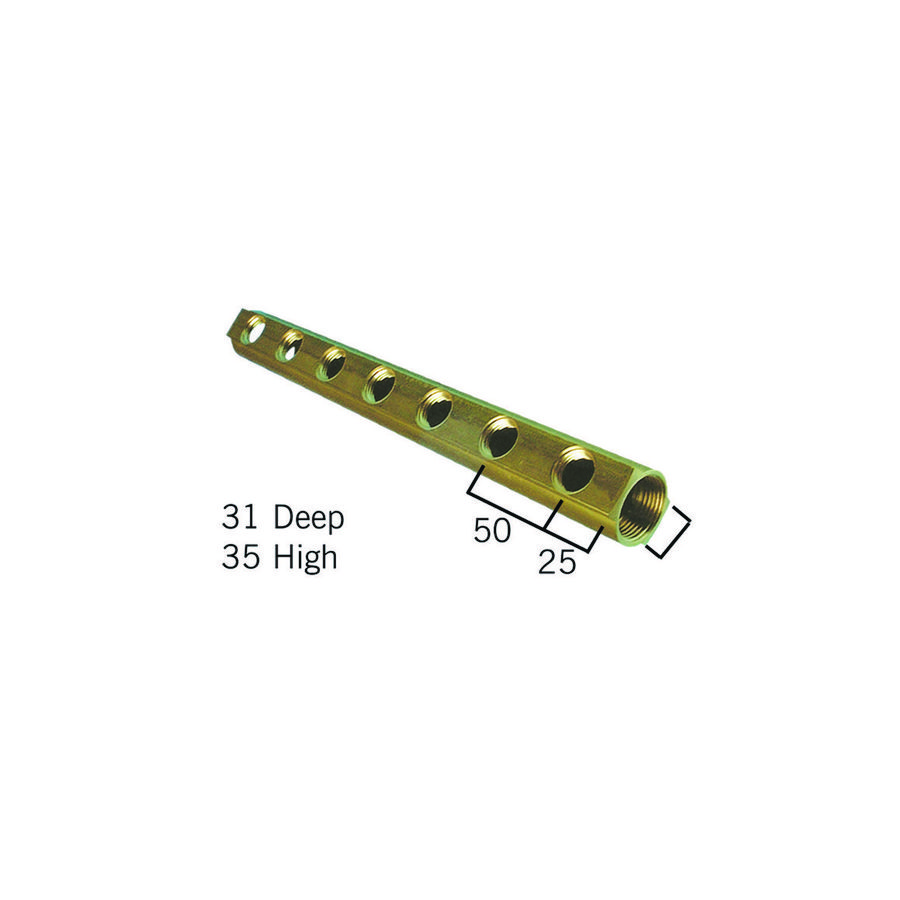 Verdeler 3/4" 1/2" aansl. zonder 3/8" ontlucht 3/4" 4x1/2" VVE=6