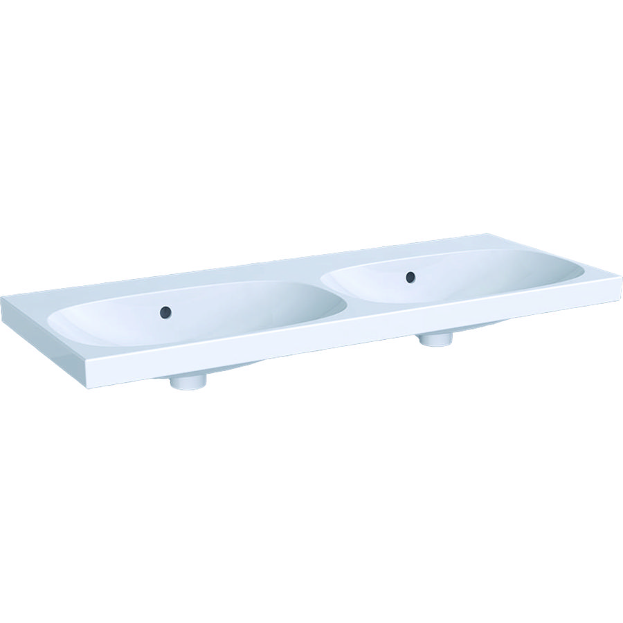 Acanto dubbele wastafel 120x49cm zonder kraangat met overloop wit