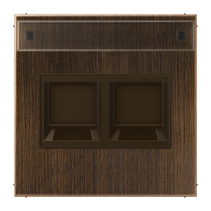 Afdekking LS messing ant.v.mod.jack 2-voudig.