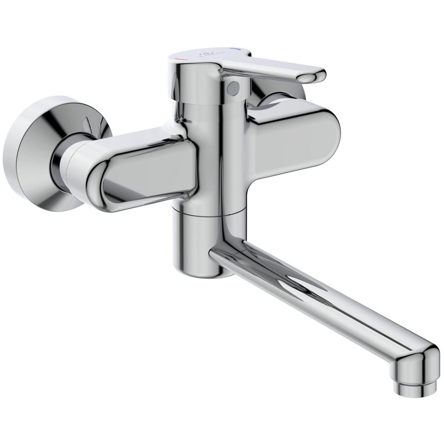 Ceraplus 2 wandmengkraan chroom incl. draaibare uitloop 200mm incl. afsluitbare s-koppeling