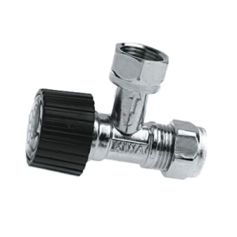 Hoekstopkraan chroom 3/8"bi.x12mm knel vernikkeld