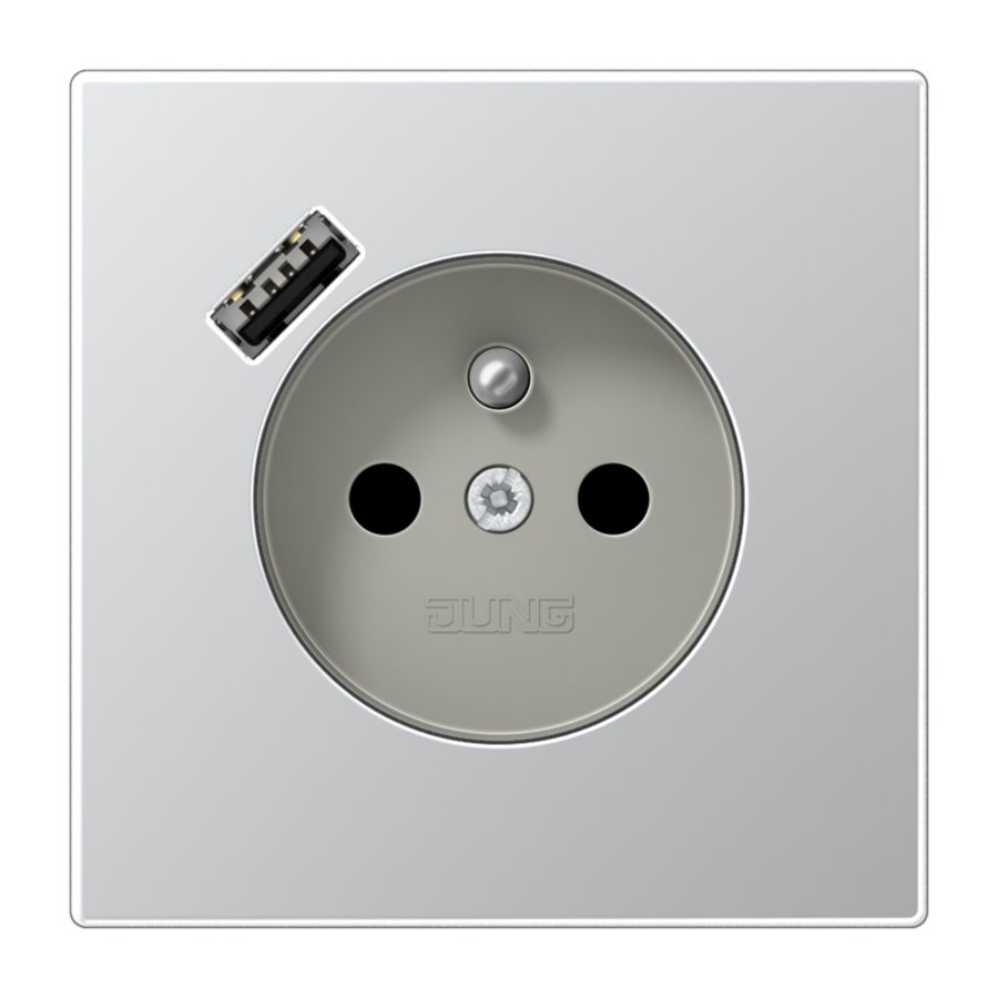 Wandcontactdoos penaarde + lader LS alu USB A