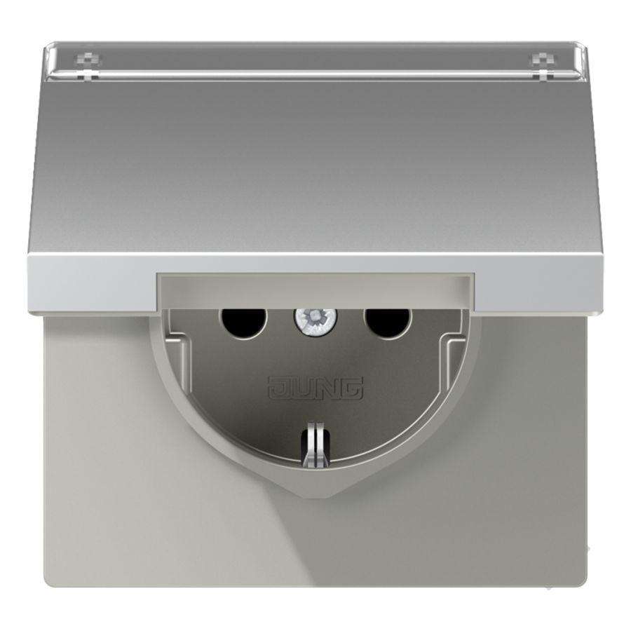 Wandcontactdoos aluminium m. R/A klapd.& tekstvast LS