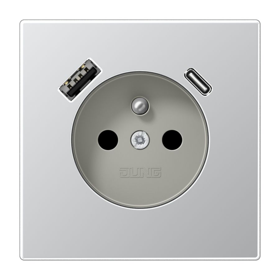 Wandcontactdoos penaarde + lader LS alu USB A+C