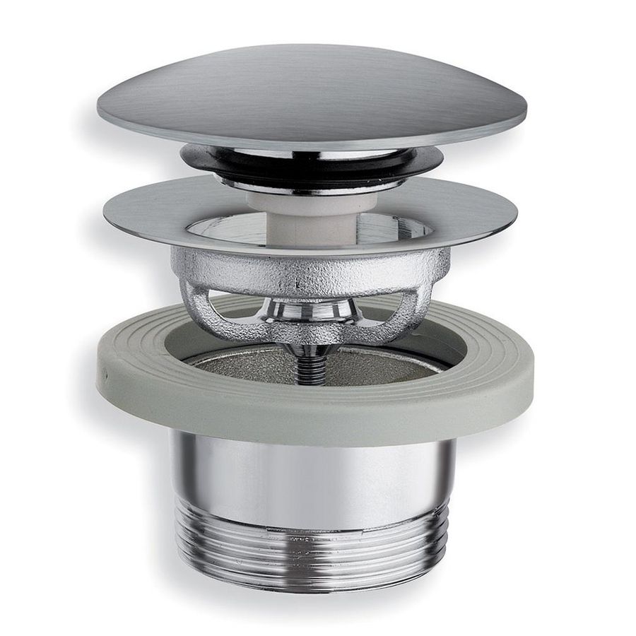Wastafelafvoerplug Push Open UD426 1.1/2" rvs-look univ. Ø63mm / 5-55mm