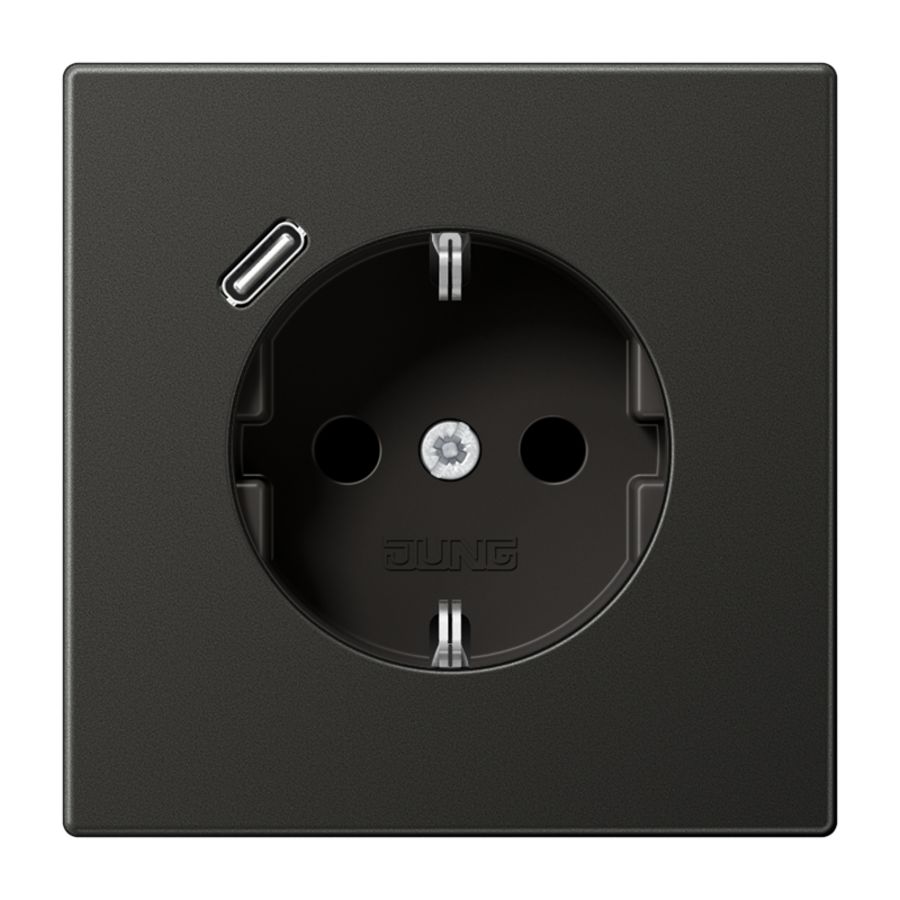Wandcontactdoos + lader LS antraciet USB C