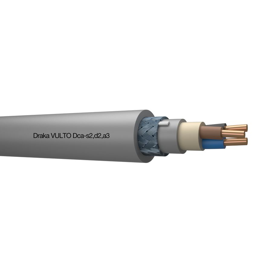 Haspel a 500m. VULTO VO-YMvKas Dca 0,6/1kV gy# 3x2,5/2,5mm² (blauw - bruin - zwart)