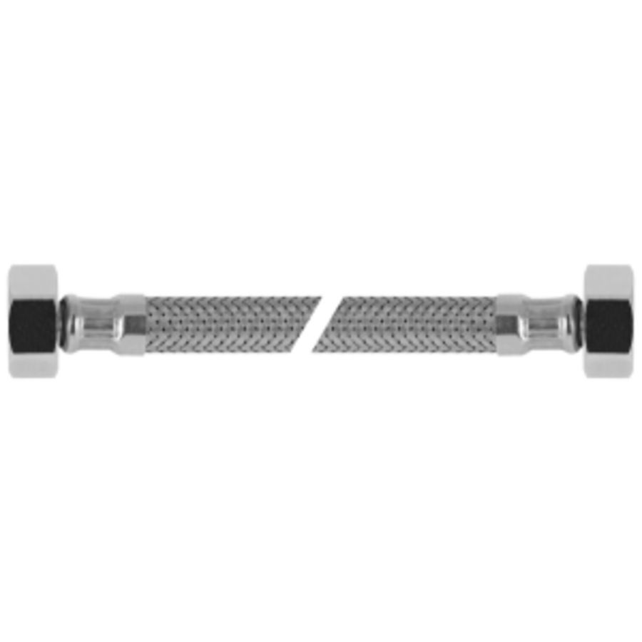Flex. aansluitslang RVS omvlochten 500mm 1/2"bn. x 3/8"bn. KIWA