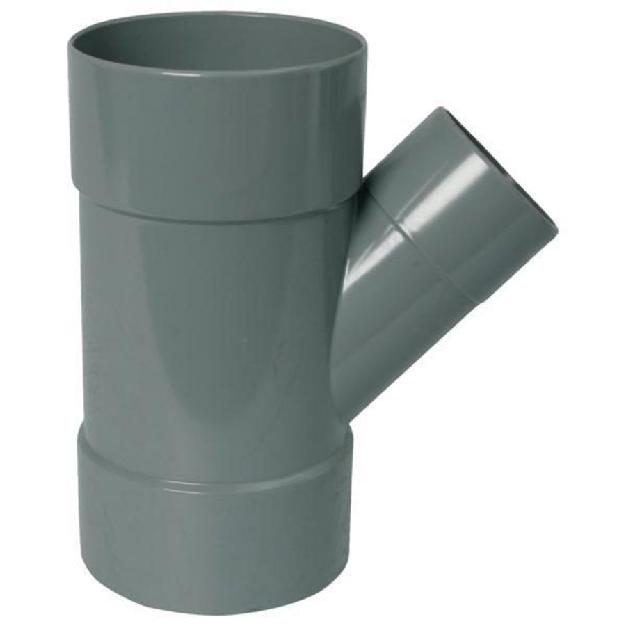 Wadal PVC lijm T-stuk verlopend 45° 110x50mm grijs 3x mof