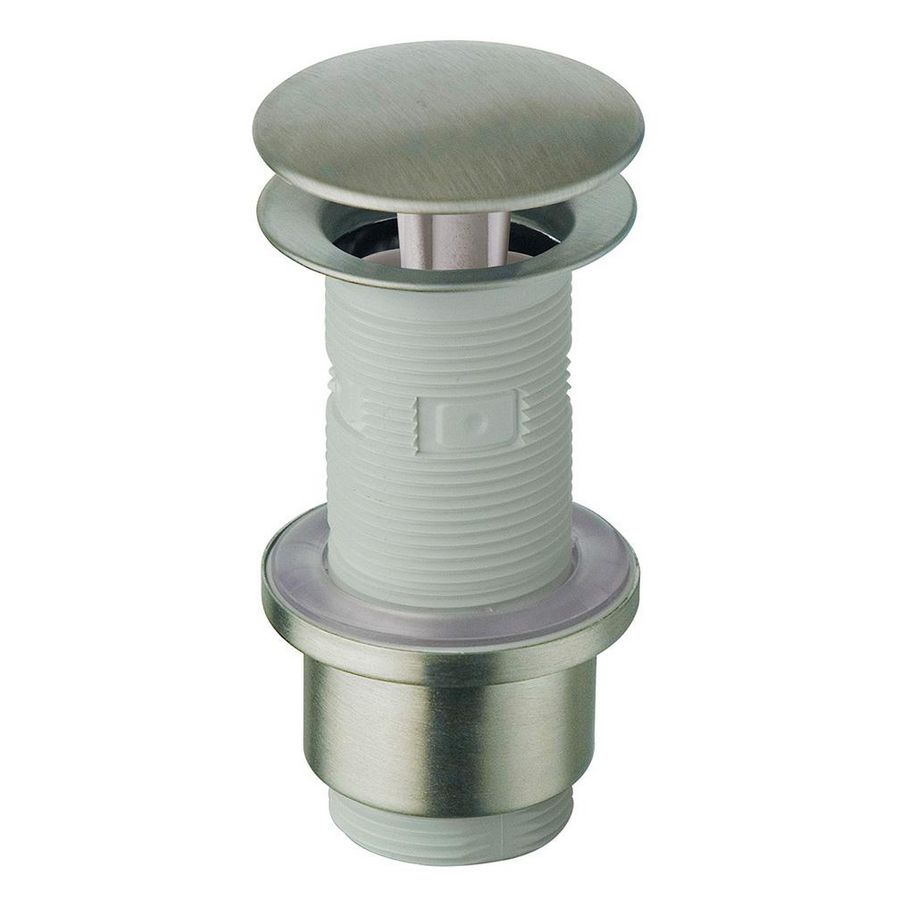 Wastafelafvoerplug WA211 1.1/4" rvs/wit univ. Ø72mm /1-90mm vast (niet afsluitbaar)