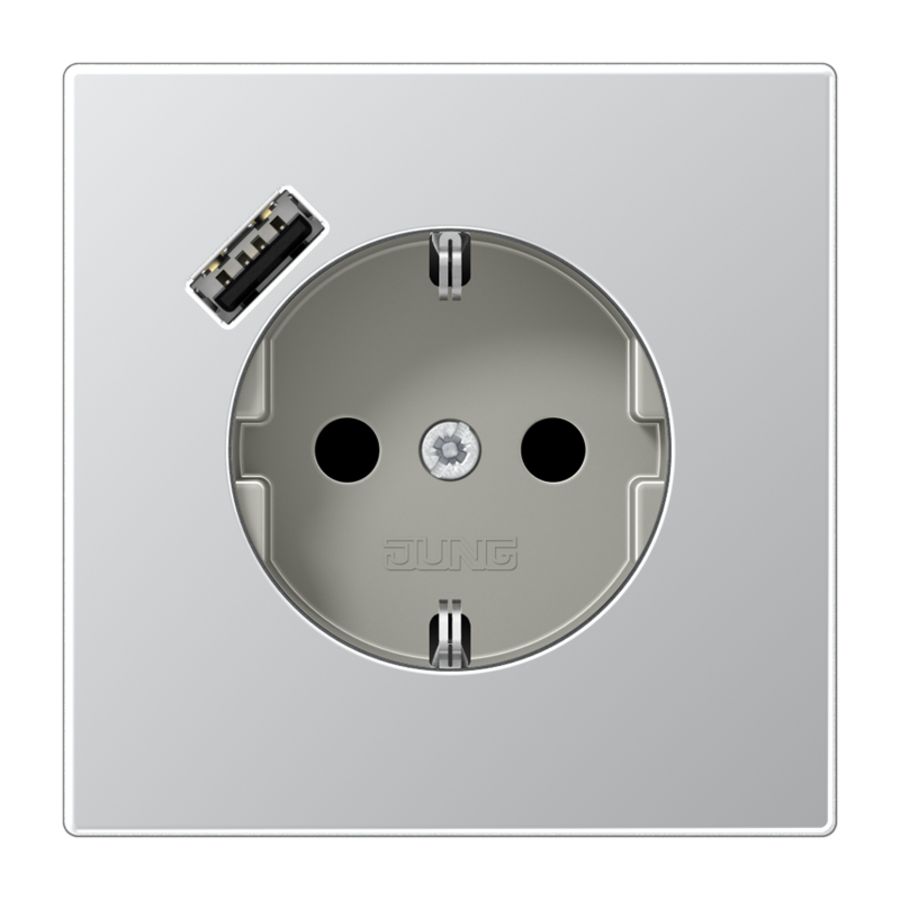 Wandcontactdoos + lader LS alu USB A