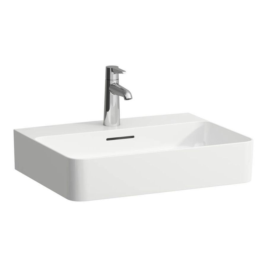 Wast. 550x420mm m. kraangat met overloop gesl.onderzijde lcc-wit