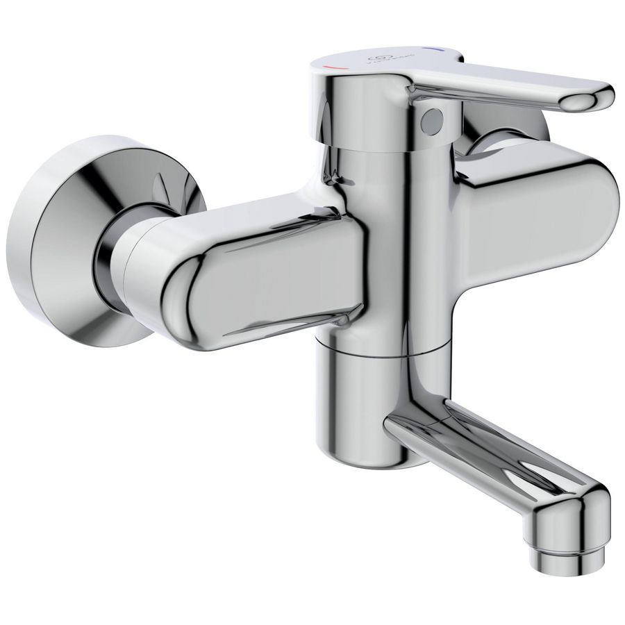 Ceraplus 2 wandmengkraan chroom incl. draaibare uitloop 100mm incl. afsluitbare s-koppeling