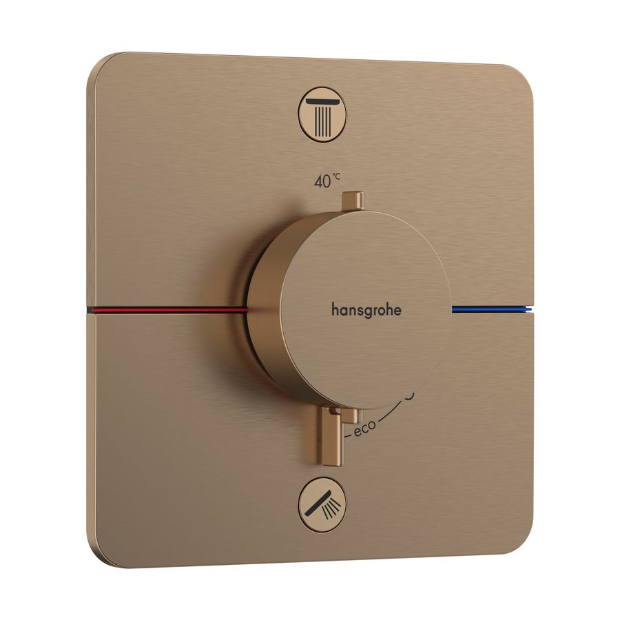ShowerSelect Comfort Q thermostaat afbouwdeel tbv inbouw voor 2 functies Brushed Bronze