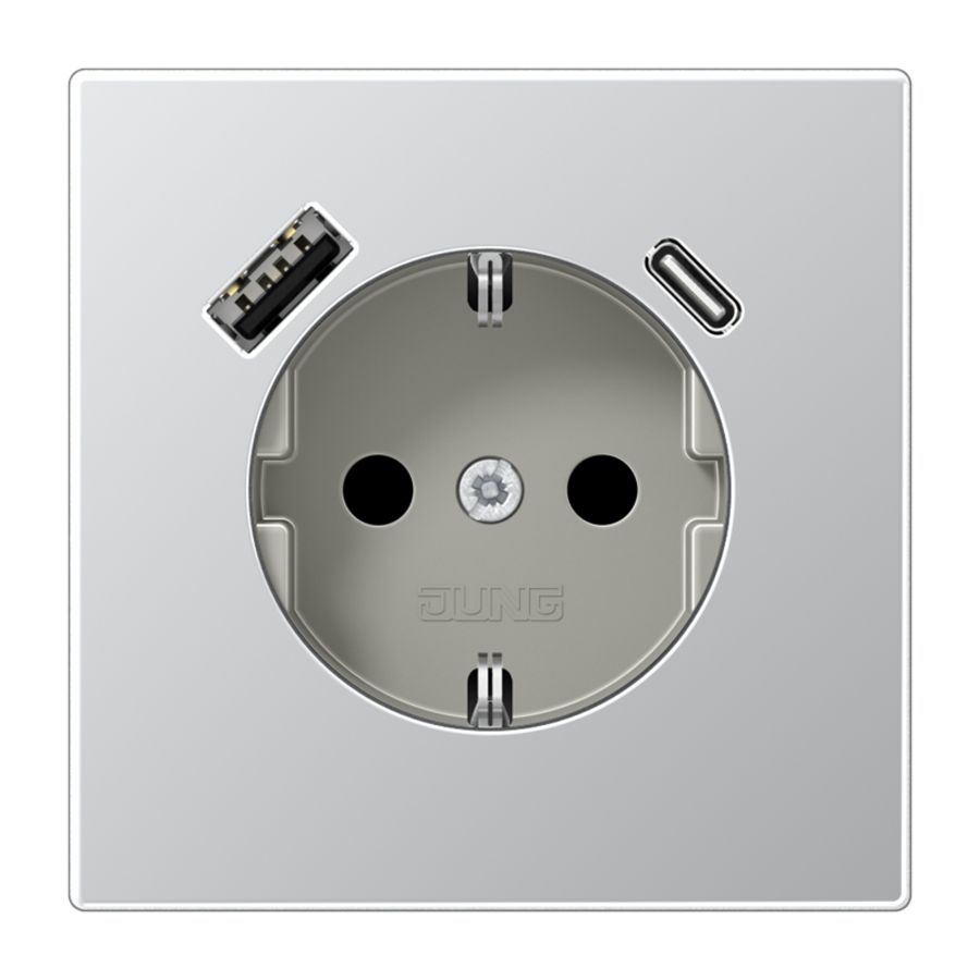 Wandcontactdoos + lader LS alu USB A+C