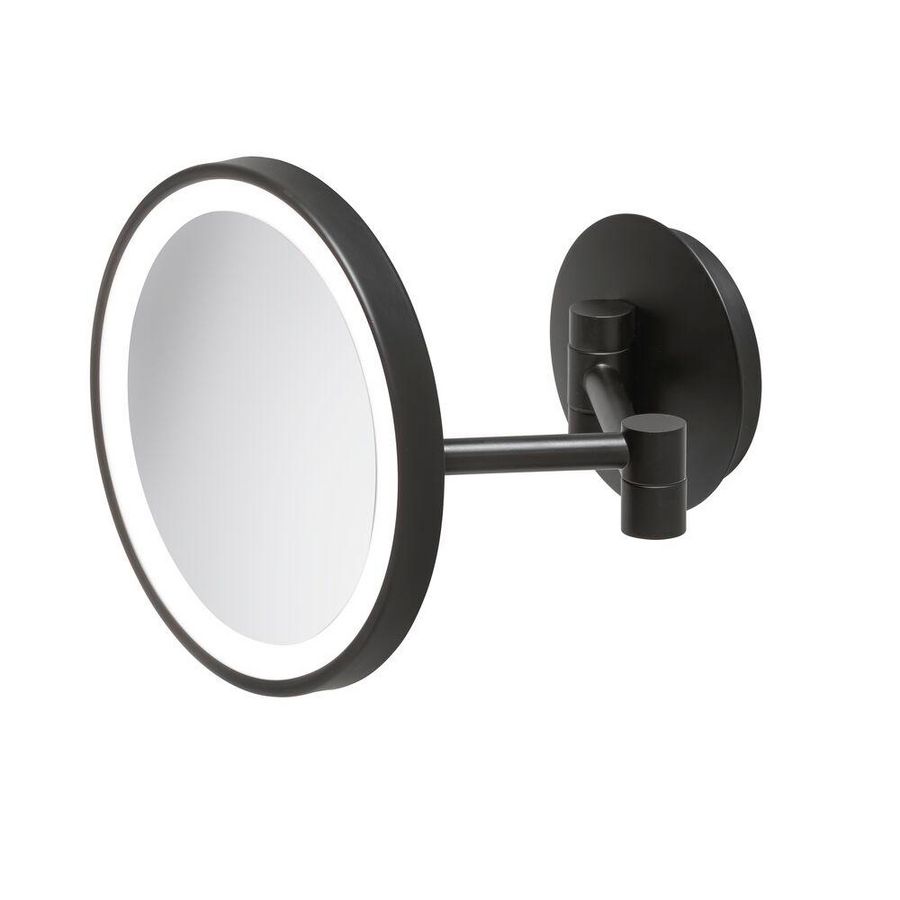 LED Scheerspiegel 2-armig 3x vergrotend ø203mm Mat zwart MIRROR