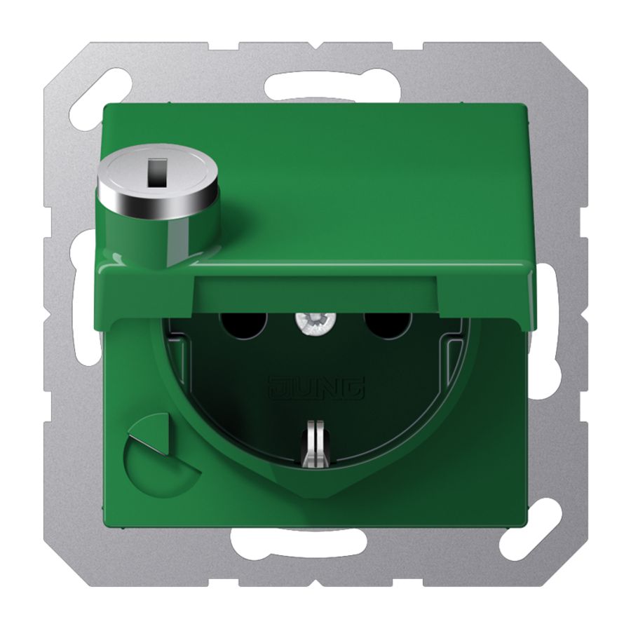 Wandcontactdoos groen slagv klapd. & slot AS500