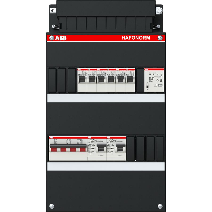 Groepenkast 6x achter 2x 30mA + T + HS 3-fasen