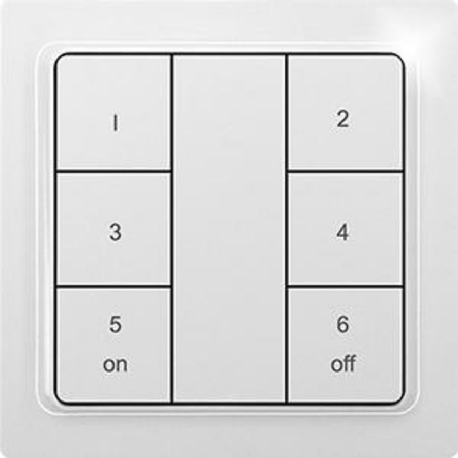 Draadloos EnOcean 6-kanaals keypad,E-Design,55x55 mm,helder