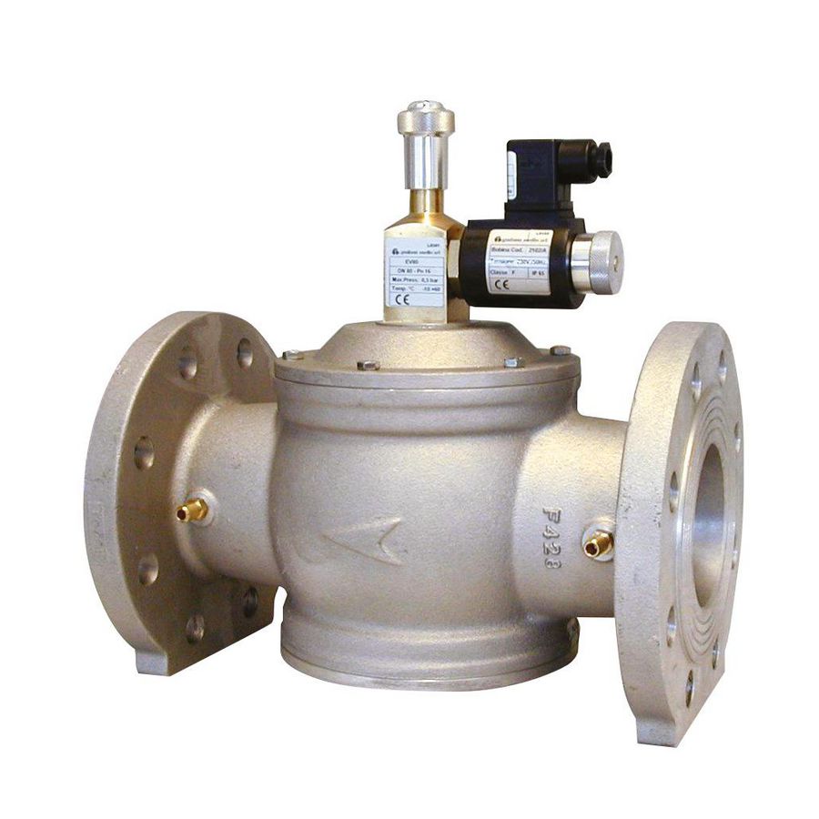 Gasmagneetventiel EV125 DN125 Geflensd 500mB 230V NC