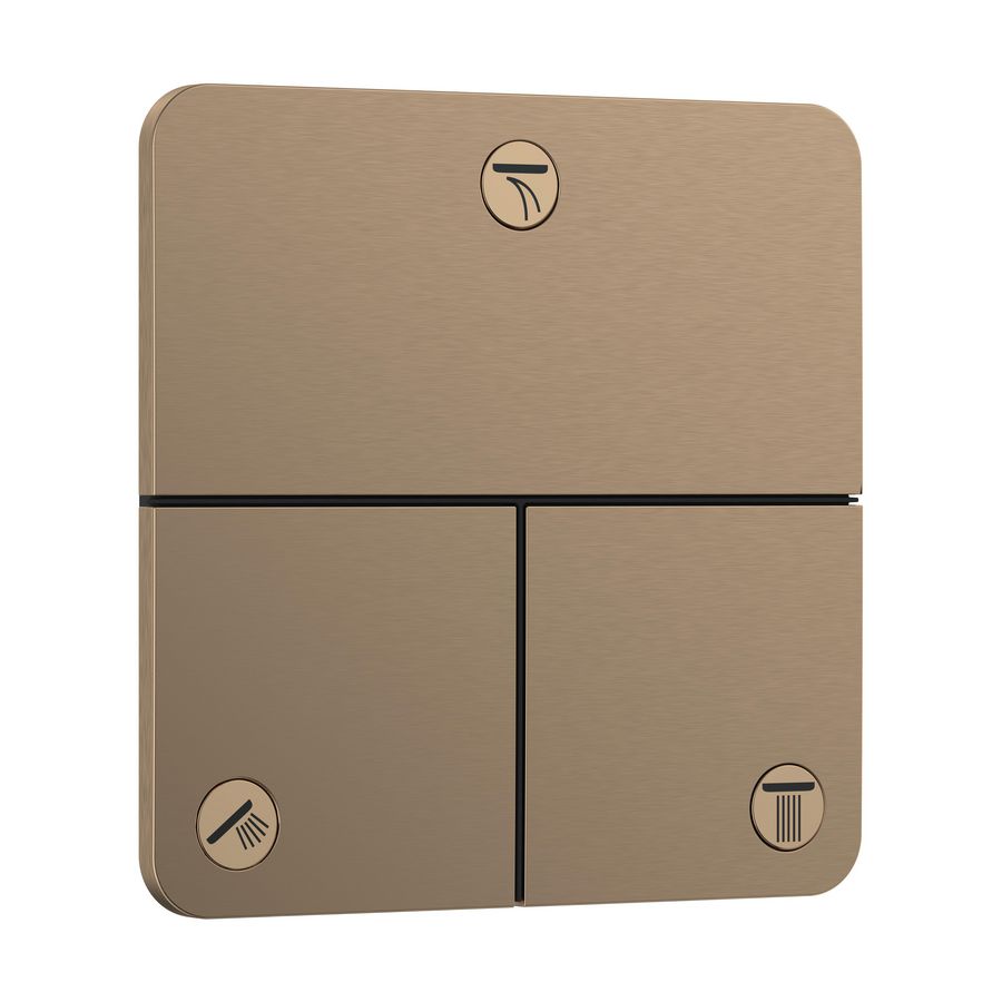 ShowerSelect Comfort Q Kraan afbouwdeel tbv inbouw voor 3 functies Brushed Bronze