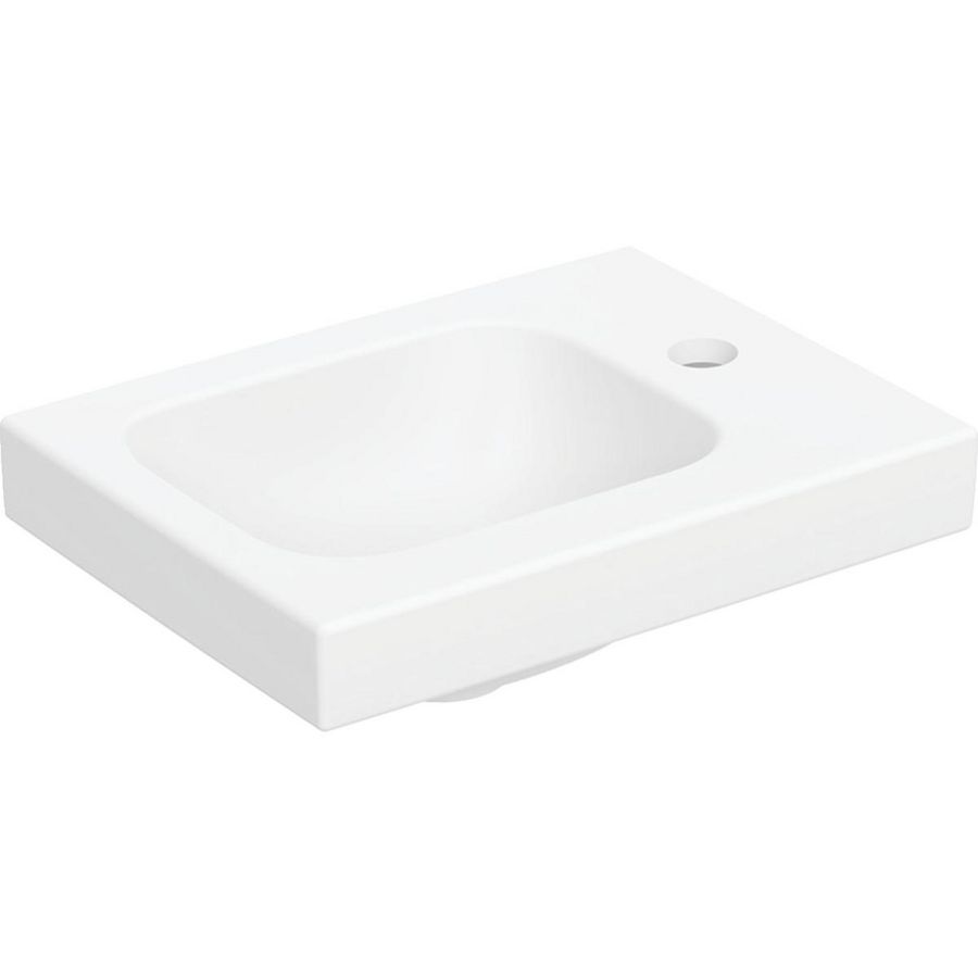iCon Light fontein 38x28cm kraangat + aflegvlak rechts zonder overloop mat wit