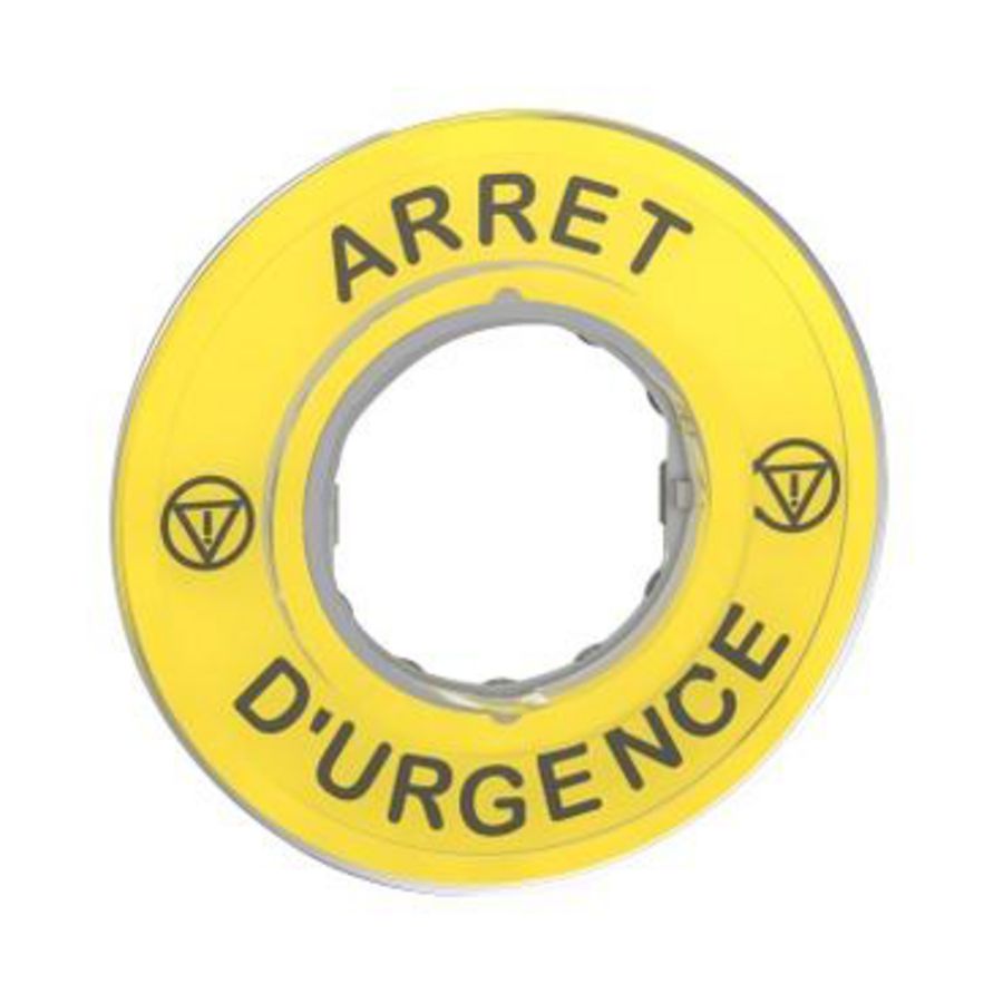 Etiket 60mm noodstopARRET D"URGENCE" Geel XB4/XB5 VVE=5