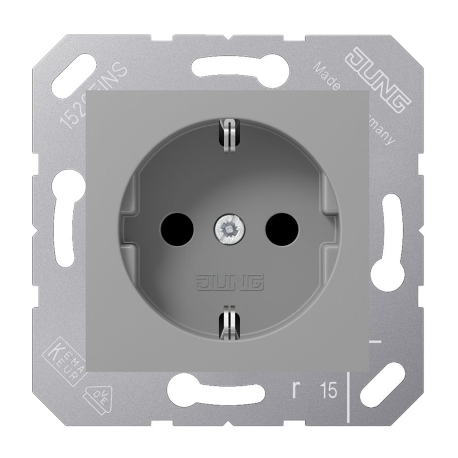 Wandcontactdoos 50x50 grijs besch.cont.