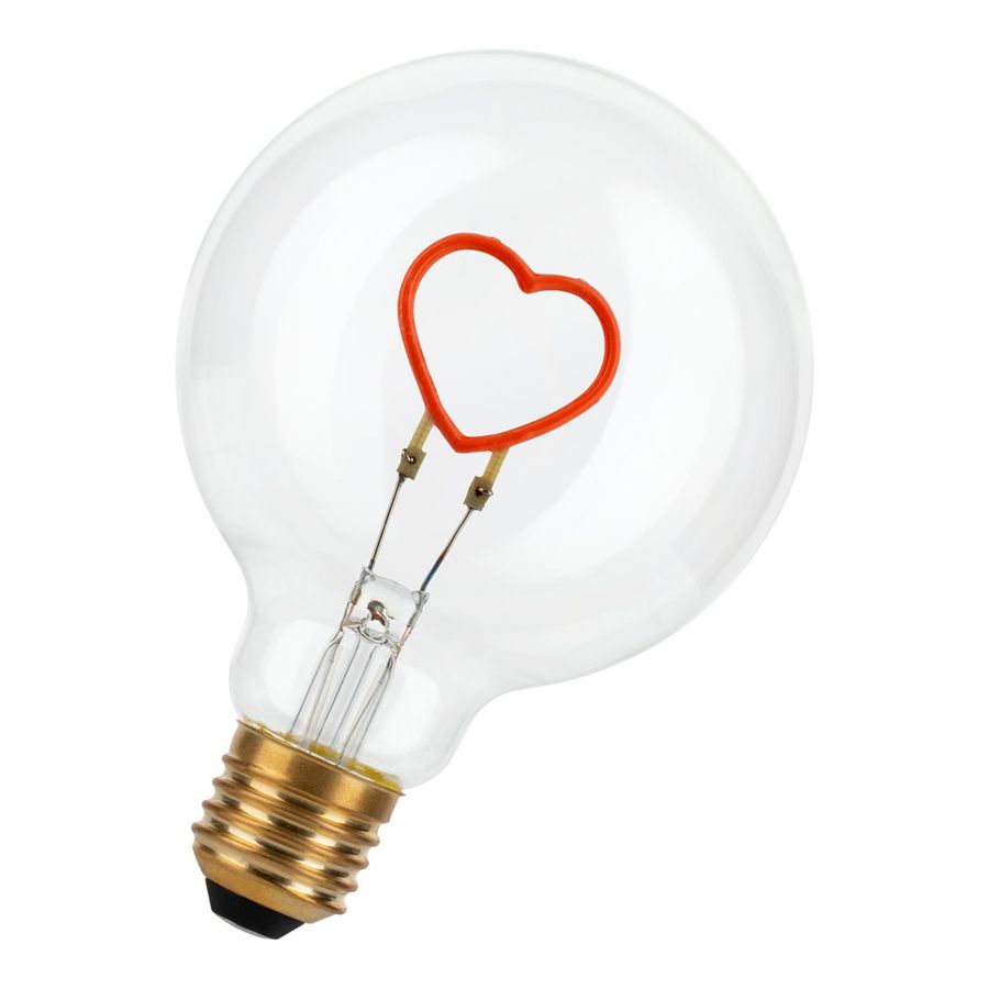 LED-lamp Silhouette Heart G95 E27 DIM 2W 40lm Red helder