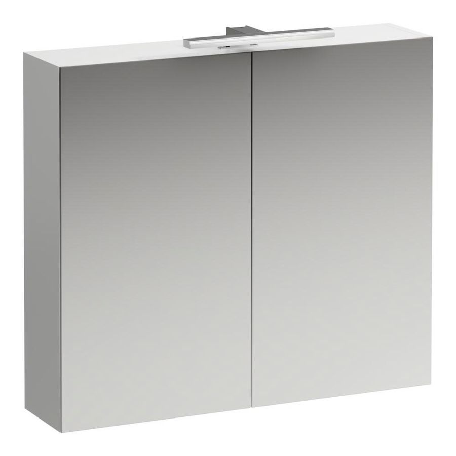 Base spiegelkast 800x700x185mm wit hggl. m.LED-verl. 2xdeur